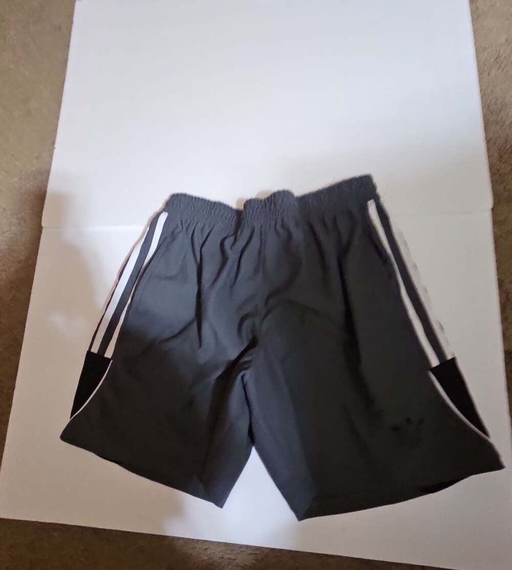 Adidas Athletic Shorts Size XL Gray White Black 3-Stripes Trefoil